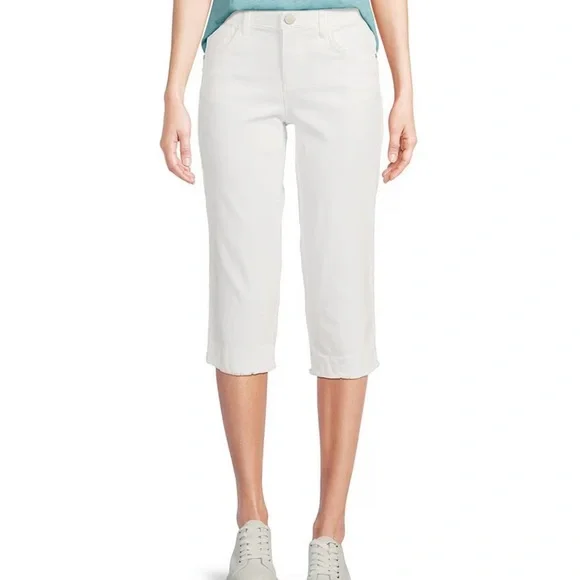 Democracy Stretch, Straight Leg Skimmer Fray Hem Jeans Size 2P - Picture 2 of 9